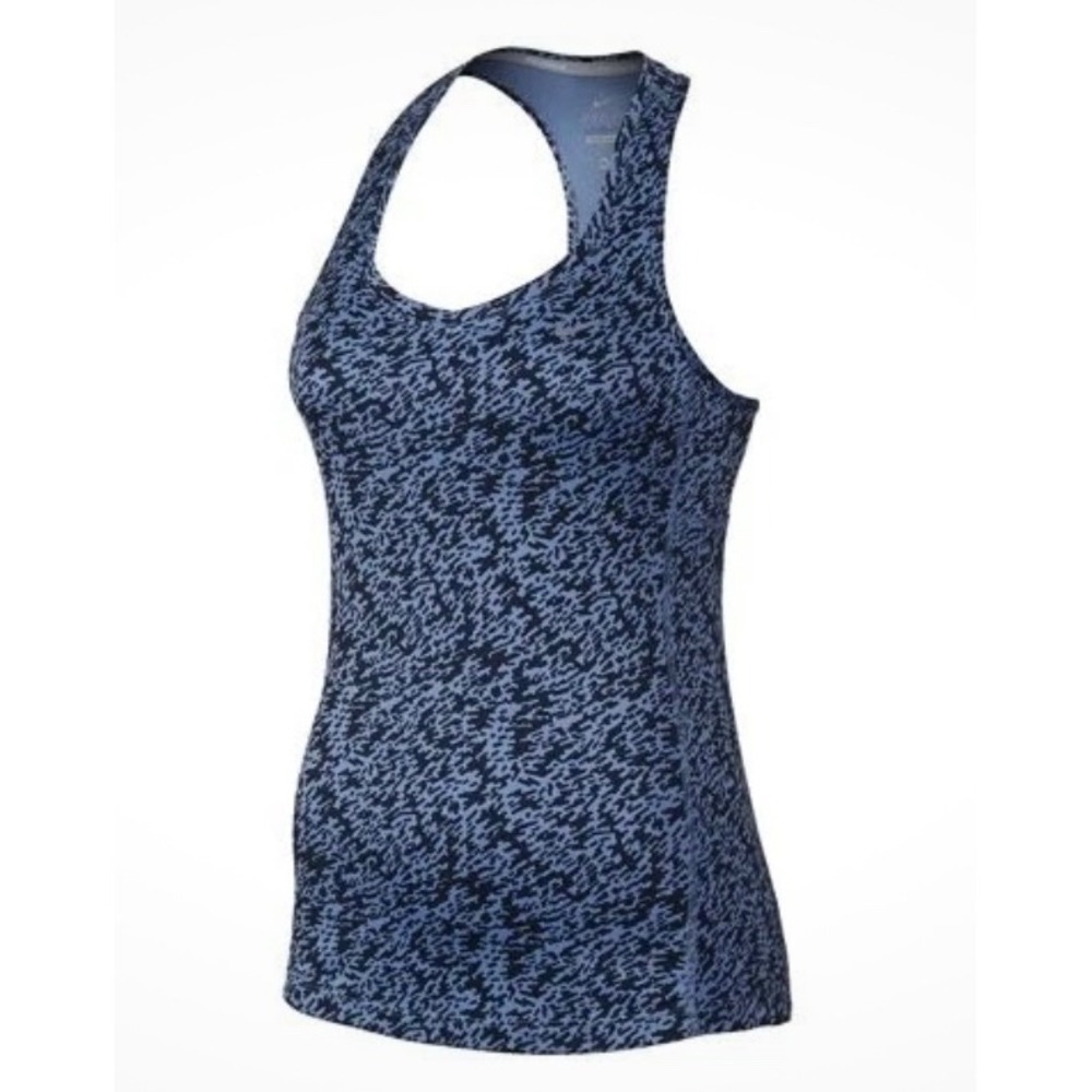 Nike Dri-FIT Womens XS Blue Navy‎ Abstract Graphic Racerback Running Tank Top